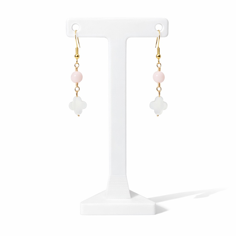 Peach Moonstone and MOP Earrings